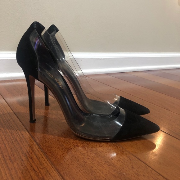 AUTHENTIC Gianvito Rossi Plexi 100 Suede Black 38